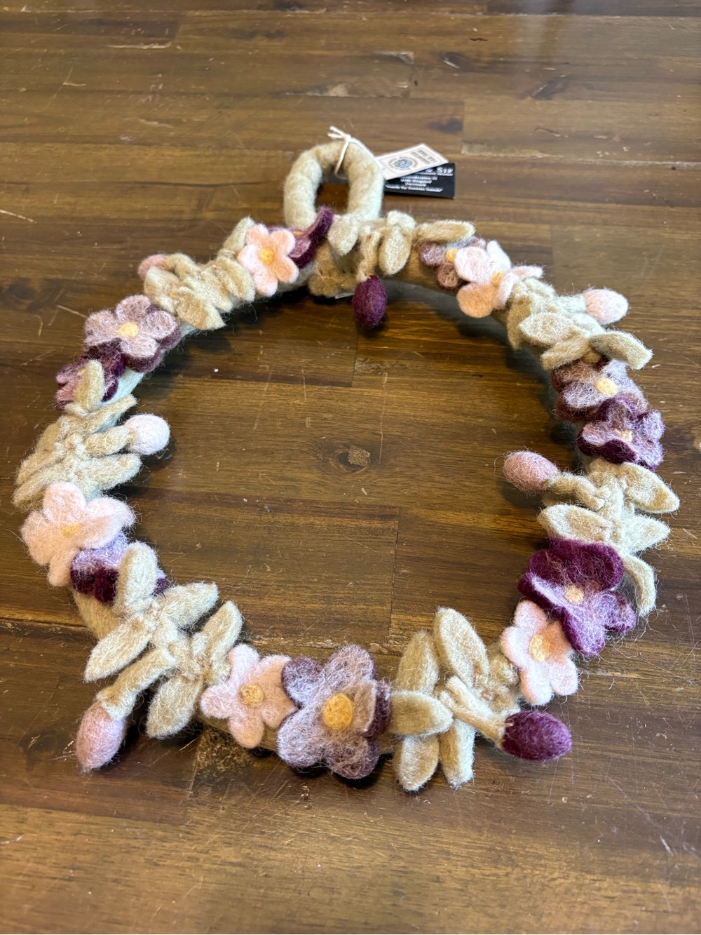 En Gry & Sif Pansy Felt Wool Wreath Pastel Floral Flower Handmade Folk Decor